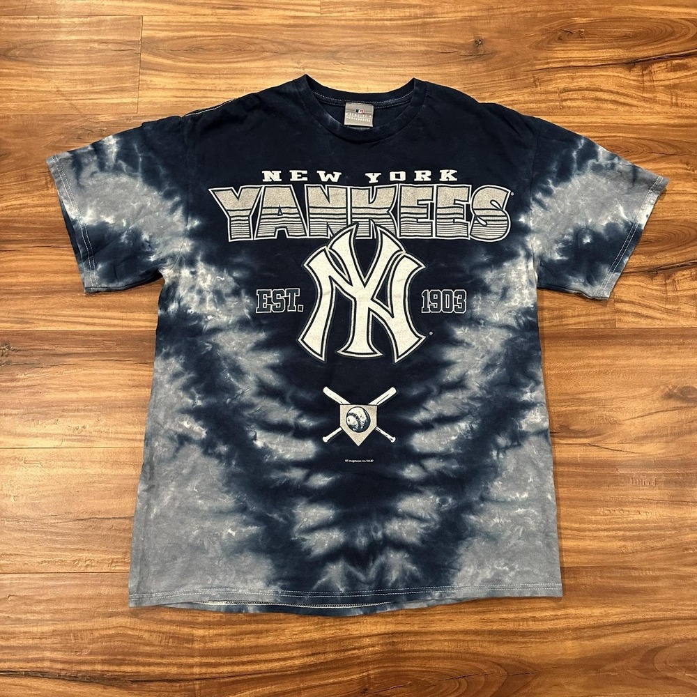 New York Yankees Shirt Mens Large Blue MLB Baseball Tie Dye Genuine Merchandise